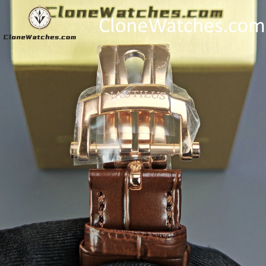 Patek Philippe Super Clone Watches 1:1 Nautilus 5712 Grey Dial Brown Leather Strap - Image 8