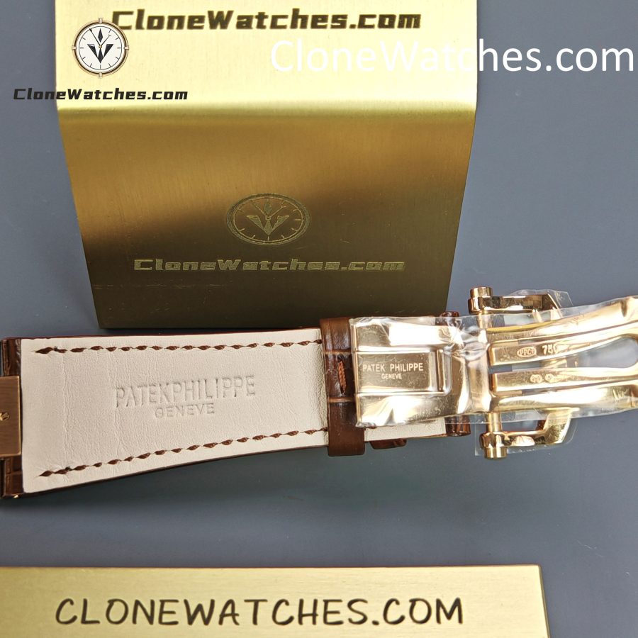 Patek Philippe Super Clone Watches 1:1 Nautilus 5712 Grey Dial Brown Leather Strap - Image 9