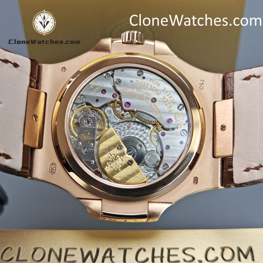 Patek Philippe Super Clone Watches 1:1 Nautilus 5712 Grey Dial Brown Leather Strap - Image 11