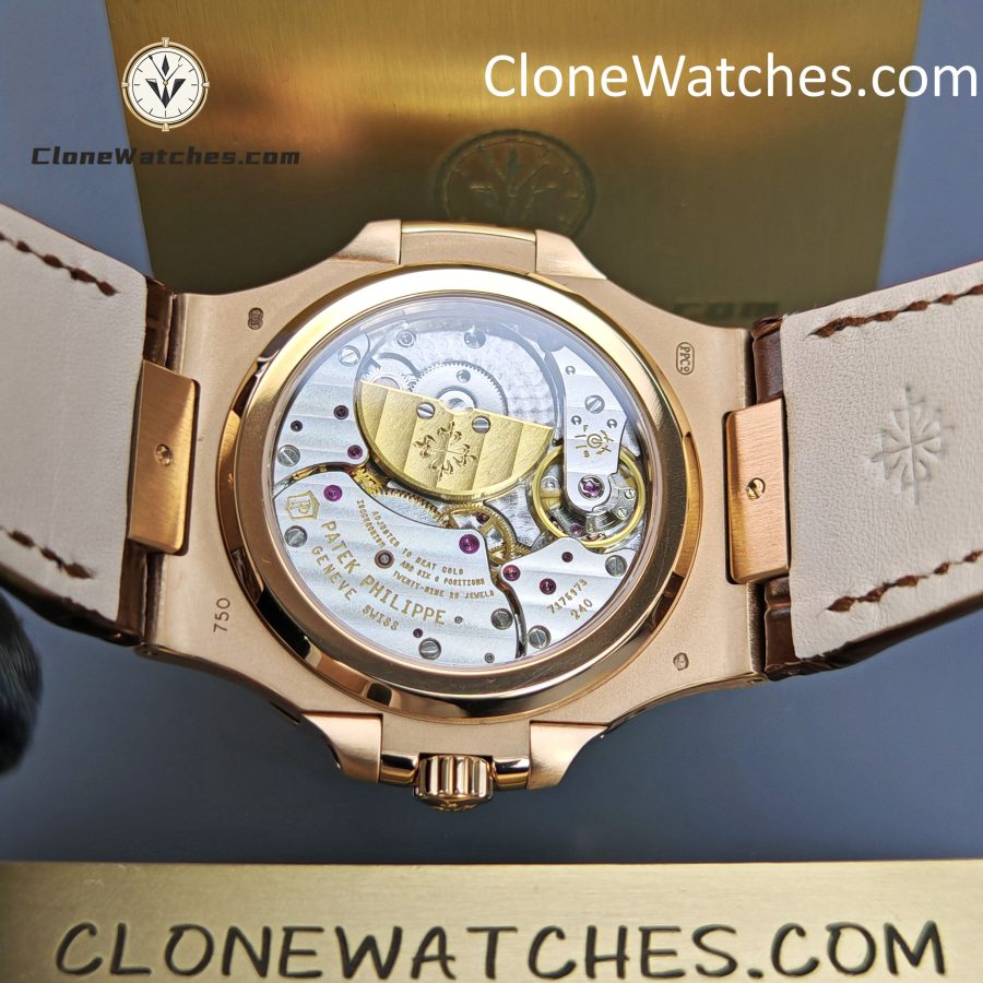 Patek Philippe Super Clone Watches 1:1 Nautilus 5712 Grey Dial Brown Leather Strap - Image 12