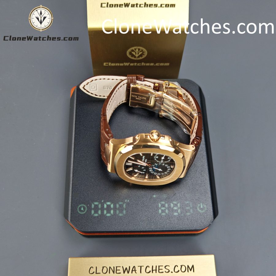 Patek Philippe Super Clone Watches 1:1 Nautilus 5712 Grey Dial Brown Leather Strap - Image 14