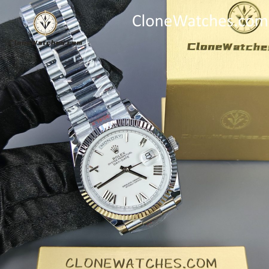 Rolex Super Clone Watches 1:1 Day Date White Dial 40mm m228239-0046 3255 Movement - Image 4