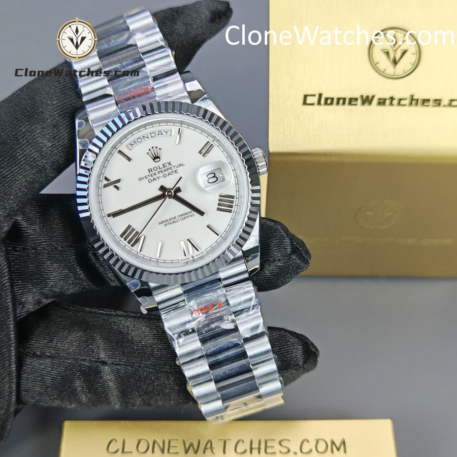 Rolex Super Clone Watches 1:1 Day Date White Dial 40mm m228239-0046 3255 Movement - Image 5