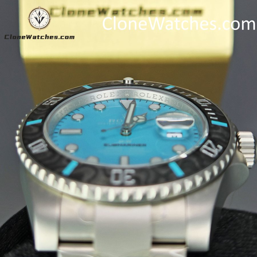 Rolex Super Clone Watches 1:1 DIW Aquamarine Tiffany Blue Dial Submariner Carbon Bezel 3135 Movement - Image 8