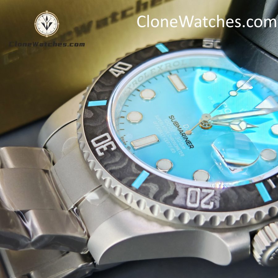 Rolex Super Clone Watches 1:1 DIW Aquamarine Tiffany Blue Dial Submariner Carbon Bezel 3135 Movement - Image 7