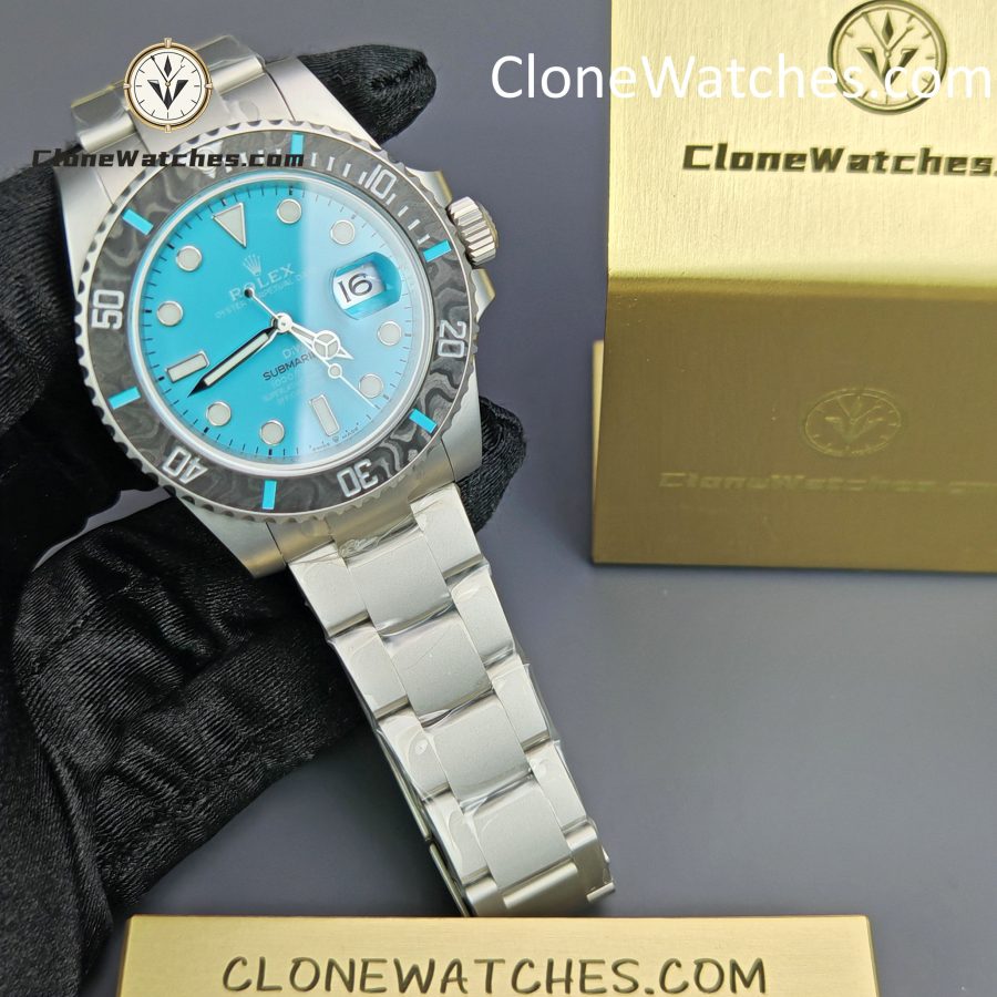 Rolex Super Clone Watches 1:1 DIW Aquamarine Tiffany Blue Dial Submariner Carbon Bezel 3135 Movement - Image 4