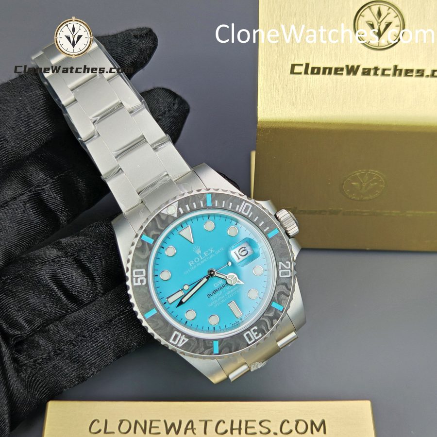 Rolex Super Clone Watches 1:1 DIW Aquamarine Tiffany Blue Dial Submariner Carbon Bezel 3135 Movement - Image 6