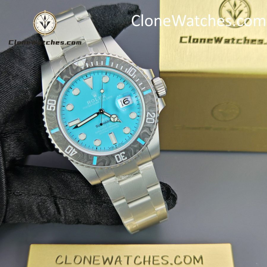 Rolex Super Clone Watches 1:1 DIW Aquamarine Tiffany Blue Dial Submariner Carbon Bezel 3135 Movement - Image 5