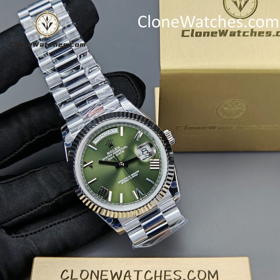 Rolex Super Clone Watches 1:1 Day Date Olive Green Dial 40mm m228239-0033 3255 Movement - Image 3