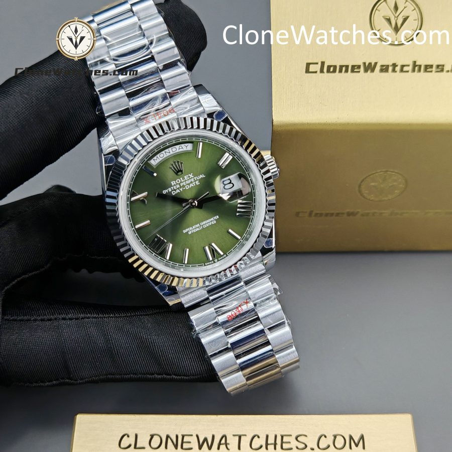 Rolex Super Clone Watches 1:1 Day Date Olive Green Dial 40mm m228239-0033 3255 Movement - Image 4