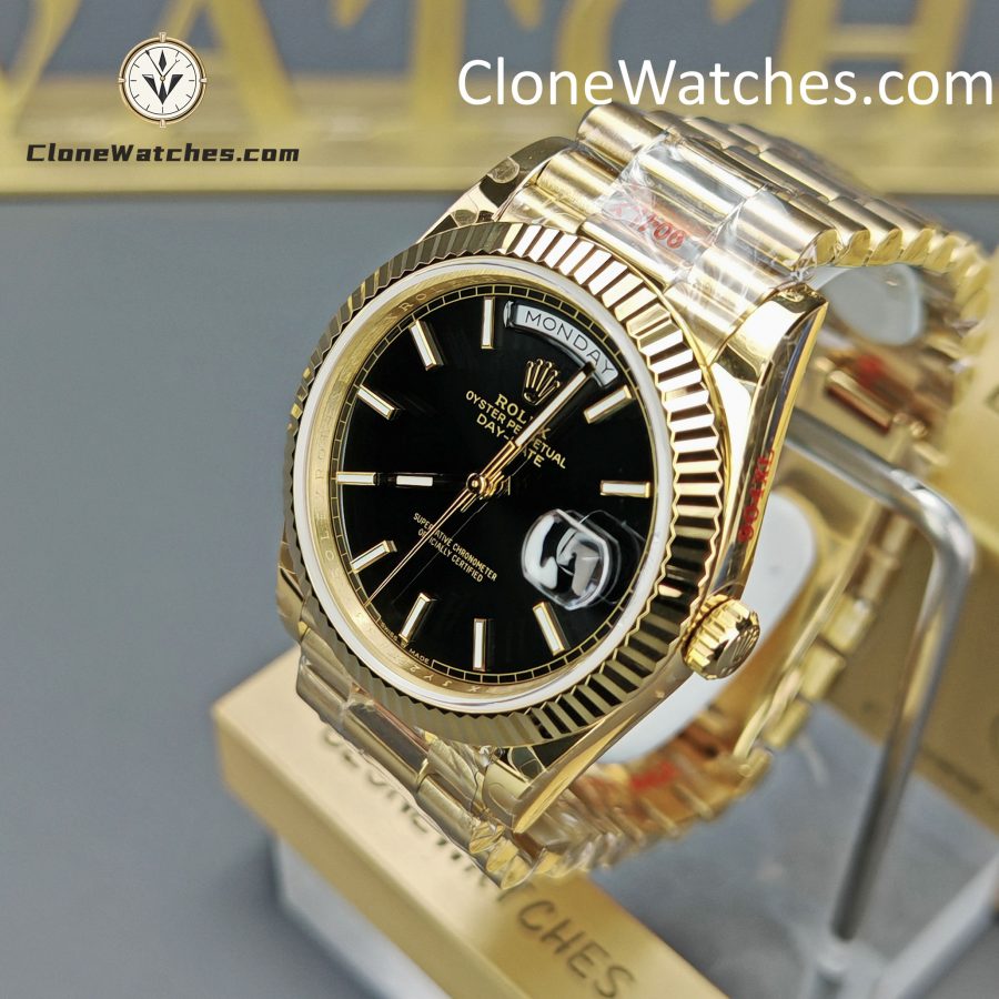 Rolex Super Clone Watches 1:1 Day Date 18K Gold Black Dial 40mm m228238-0067 3255 Movement - Image 3
