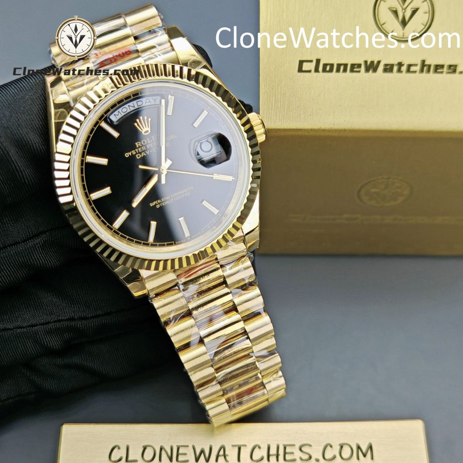 Rolex Super Clone Watches 1:1 Day Date 18K Gold Black Dial 40mm m228238-0067 3255 Movement - Image 4