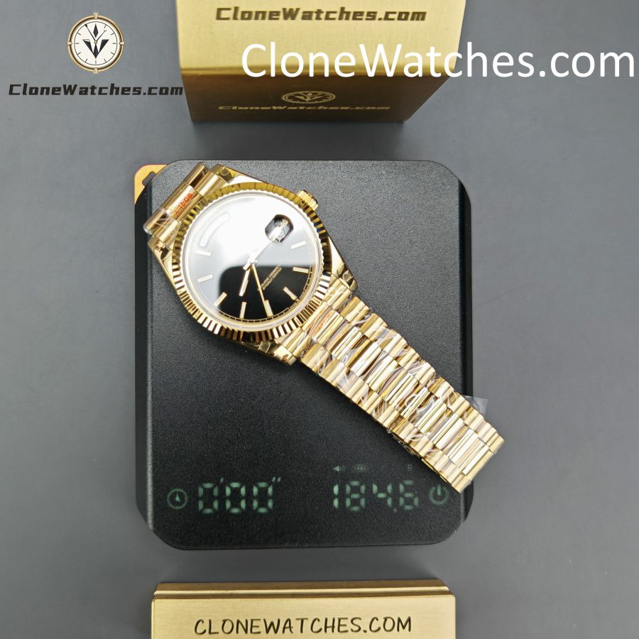 Rolex Super Clone Watches 1:1 Day Date 18K Gold Black Dial 40mm m228238-0067 3255 Movement - Image 17