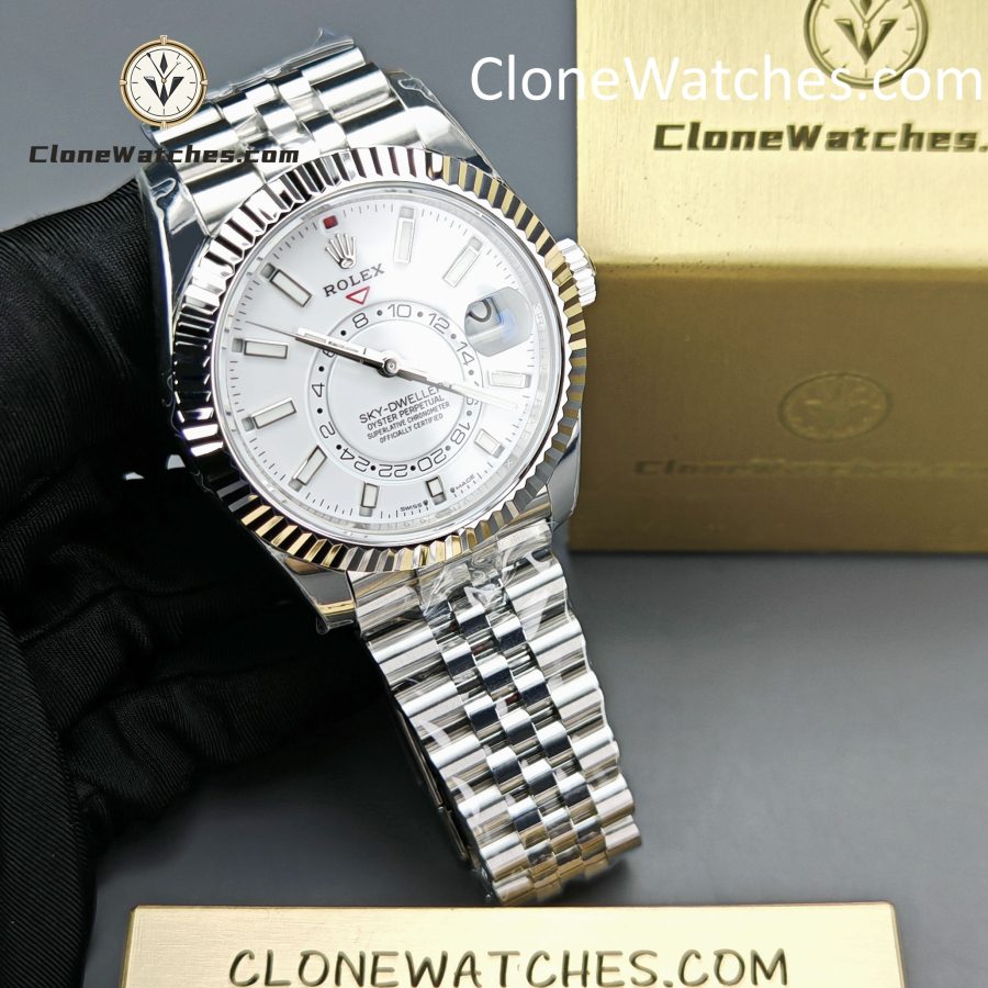 Rolex Super Clone Watches 1:1 Sky Dweller White Dial Jubilee M336934 9002 Movement - Image 4