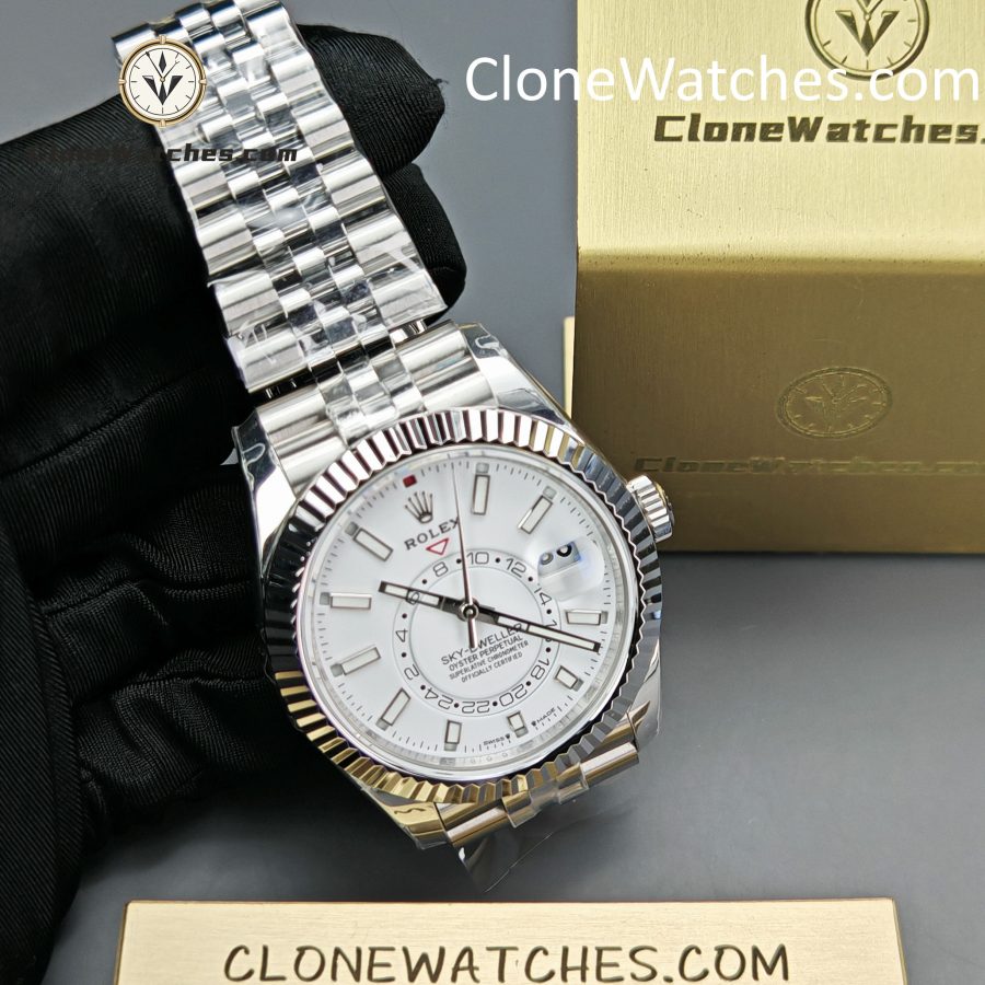 Rolex Super Clone Watches 1:1 Sky Dweller White Dial Jubilee M336934 9002 Movement - Image 5