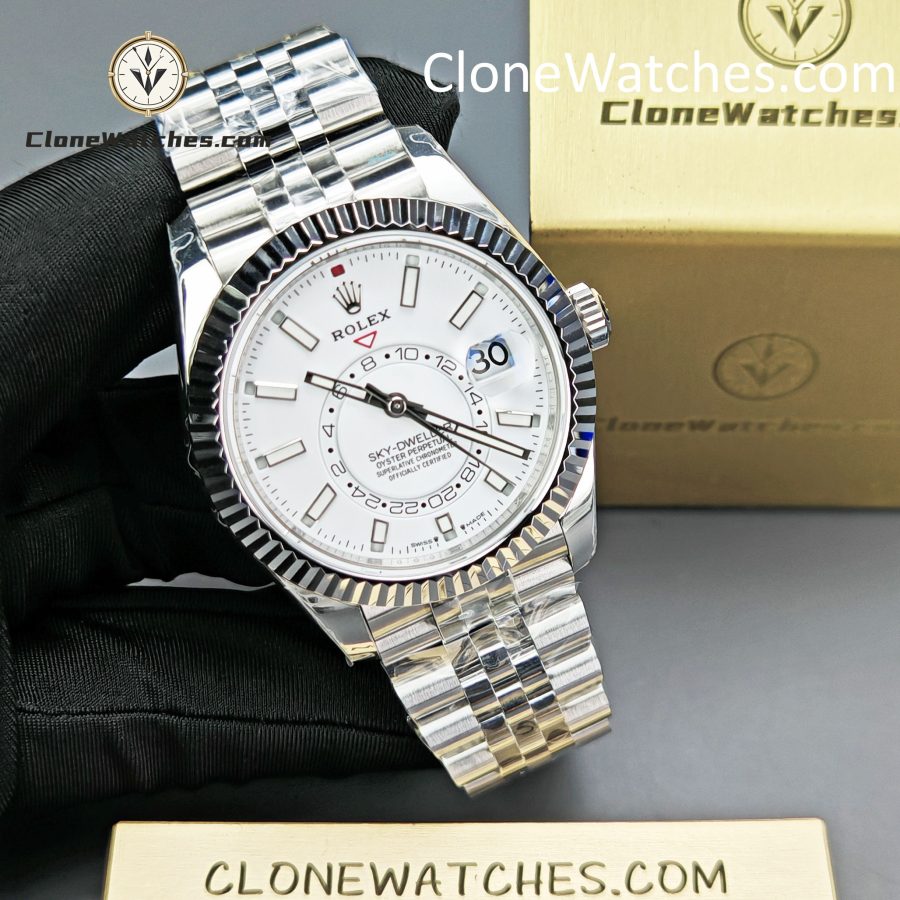Rolex Super Clone Watches 1:1 Sky Dweller White Dial Jubilee M336934 9002 Movement - Image 6