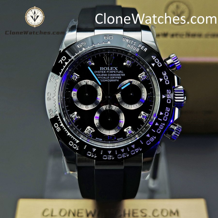 Rolex Super Clone Watches 1:1 Daytona Black Diamond Dial m116519ln-0025 4130 Movement - Image 2