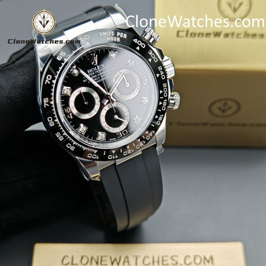 Rolex Super Clone Watches 1:1 Daytona Black Diamond Dial m116519ln-0025 4130 Movement - Image 4