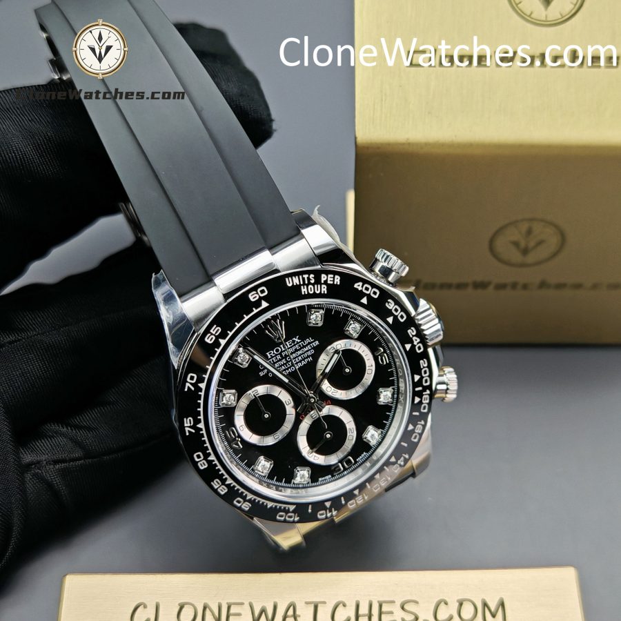 Rolex Super Clone Watches 1:1 Daytona Black Diamond Dial m116519ln-0025 4130 Movement - Image 5