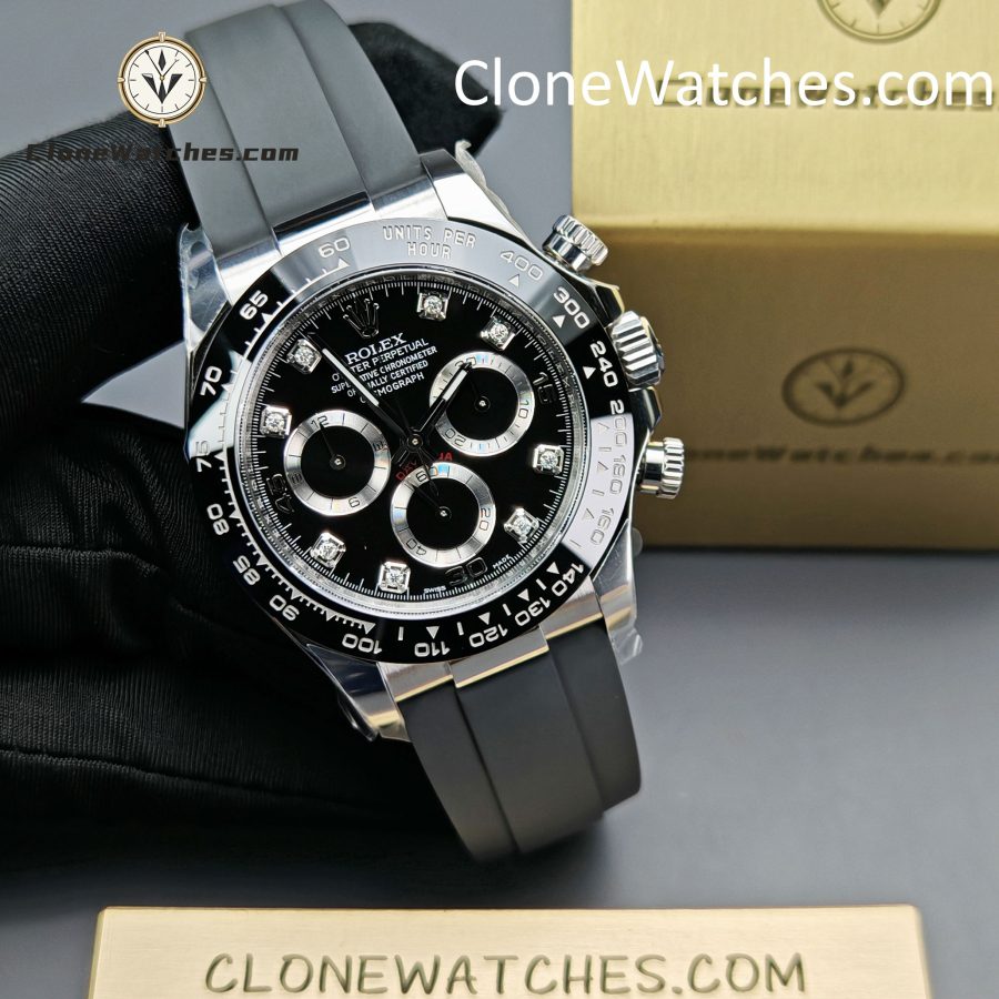 Rolex Super Clone Watches 1:1 Daytona Black Diamond Dial m116519ln-0025 4130 Movement - Image 6