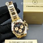 Rolex Super Clone Watches 1:1 Daytona 18K Gold Black Dial M116508-0009 4130 Movement - Image 5