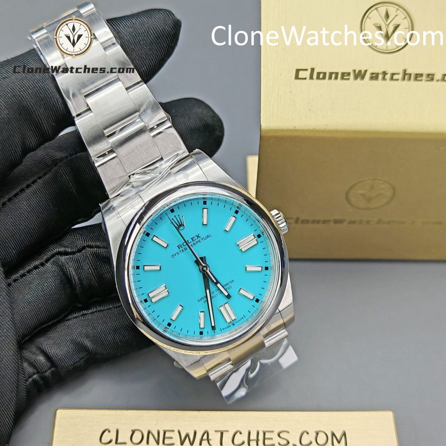 Rolex Super Clone Watches 1:1 Oyster Perpetual Turquoise Blue Dial 41mm m124300-0006 3230 Movement - Image 5