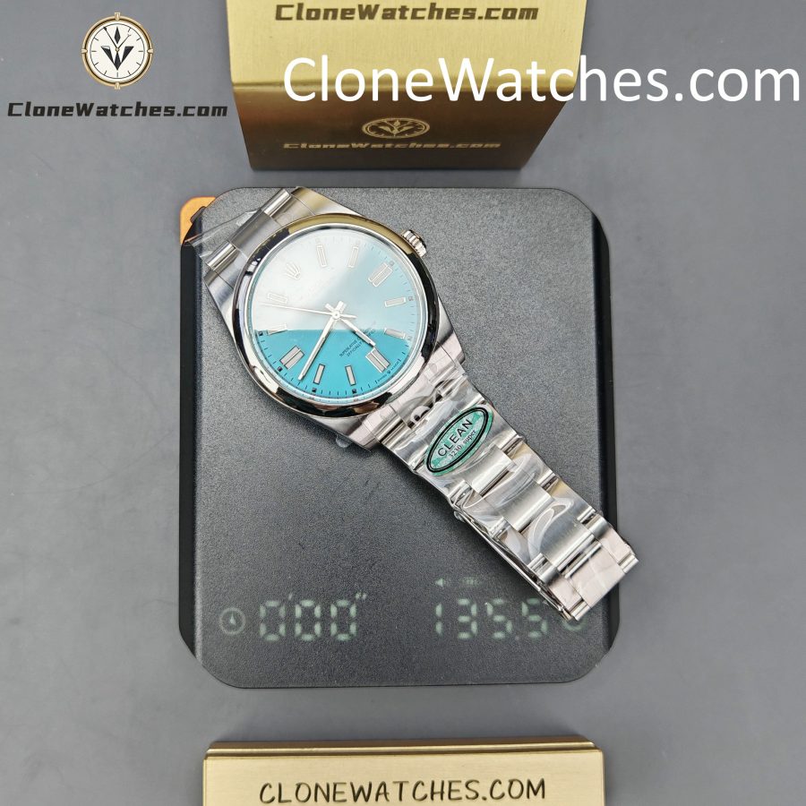 Rolex Super Clone Watches 1:1 Oyster Perpetual Turquoise Blue Dial 41mm m124300-0006 3230 Movement - Image 17
