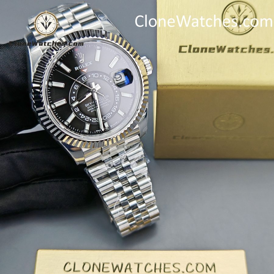 Rolex Super Clone Watches 1:1 Sky Dweller Black Dial Jubilee M336934 9002 Movement - Image 4