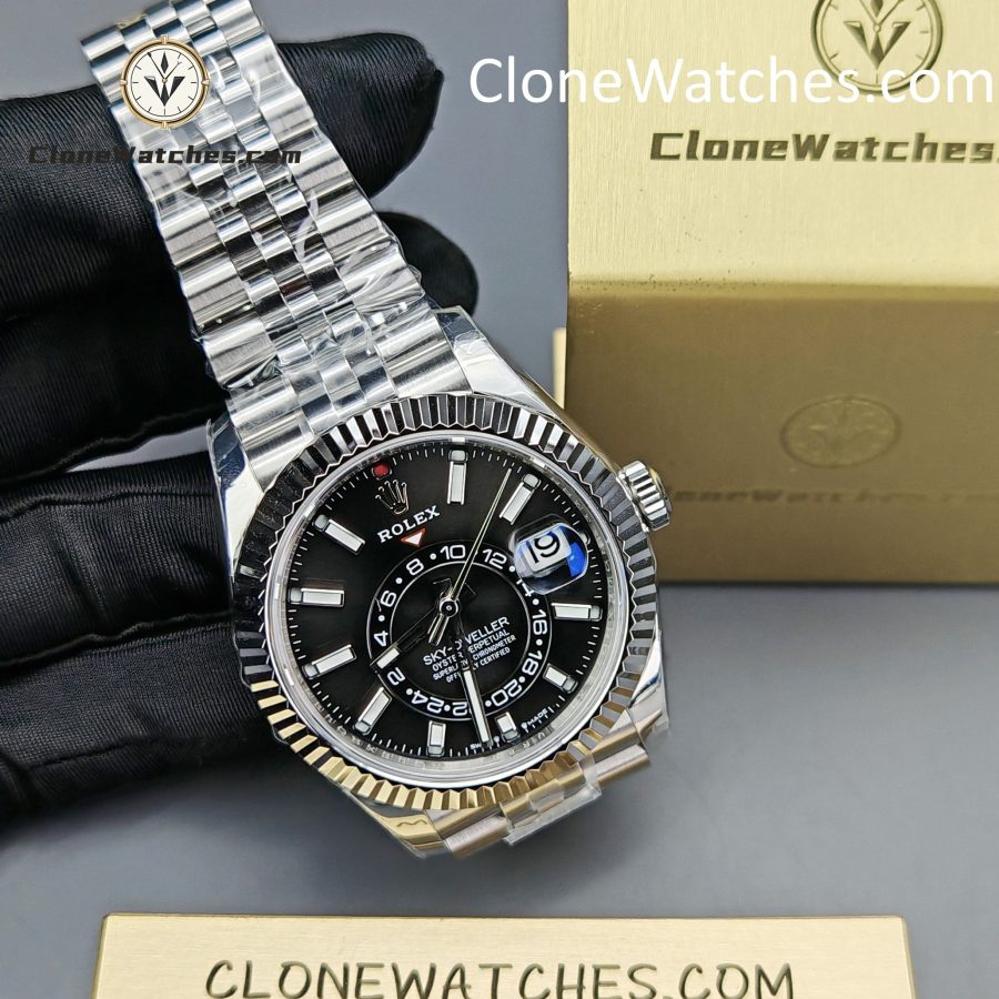 Rolex Super Clone Watches 1:1 Sky Dweller Black Dial Jubilee M336934 9002 Movement - Image 5