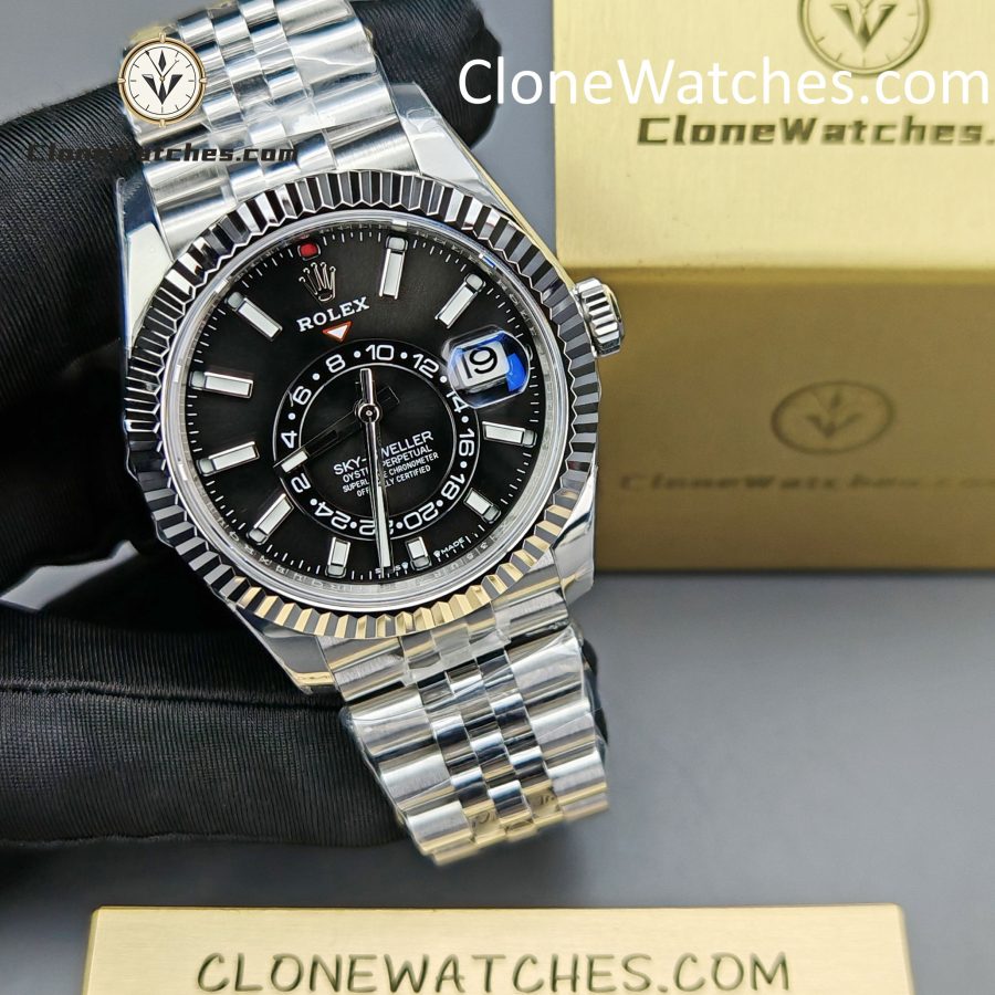 Rolex Super Clone Watches 1:1 Sky Dweller Black Dial Jubilee M336934 9002 Movement - Image 6