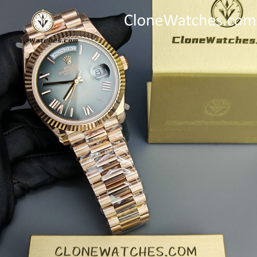 Rolex Super Clone Watches 1:1 Day Date 18K Rose Gold Grey Roman Dial 40mm m228235-0055 3255 Movement - Image 3