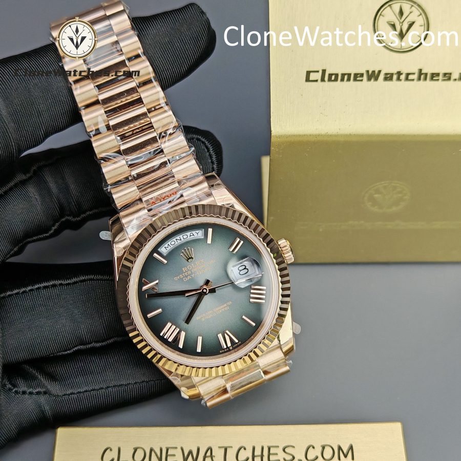 Rolex Super Clone Watches 1:1 Day Date 18K Rose Gold Grey Roman Dial 40mm m228235-0055 3255 Movement - Image 4
