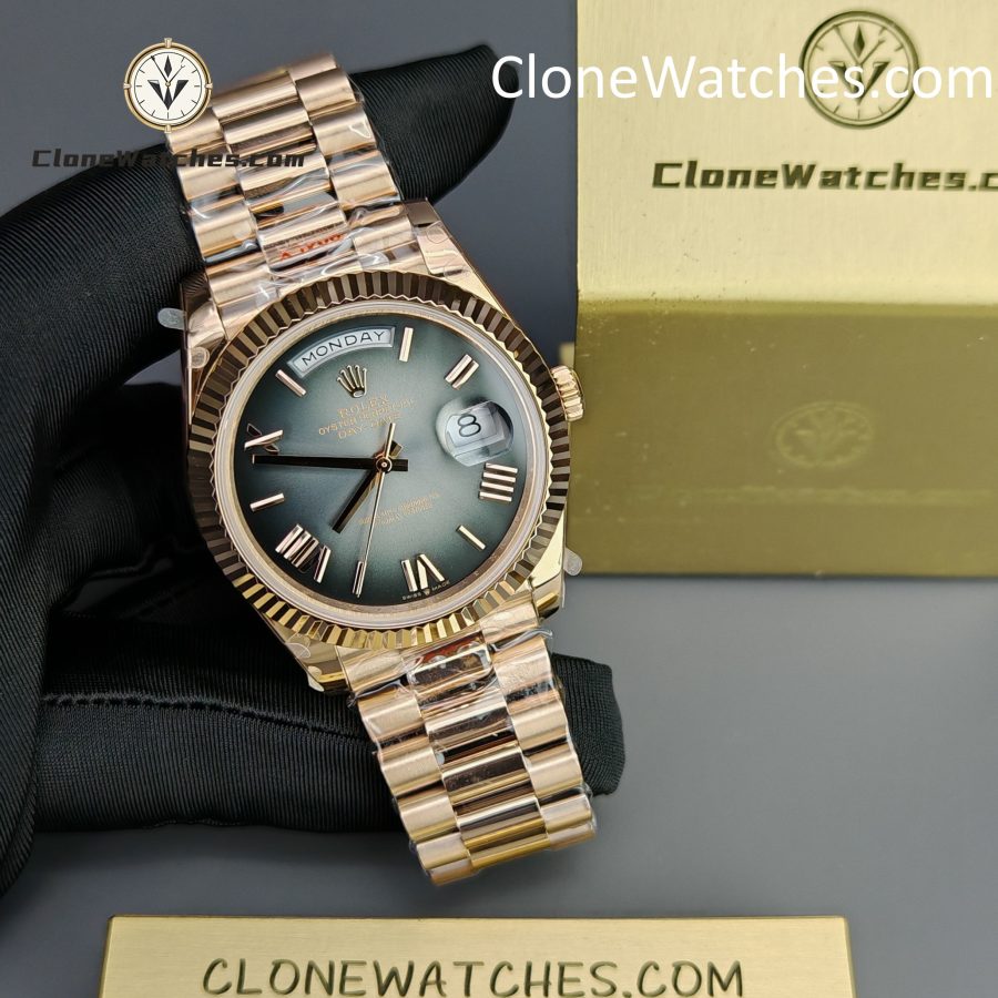 Rolex Super Clone Watches 1:1 Day Date 18K Rose Gold Grey Roman Dial 40mm m228235-0055 3255 Movement - Image 5