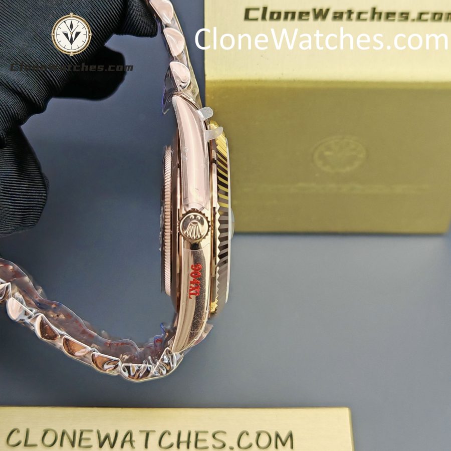 Rolex Super Clone Watches 1:1 Day Date 18K Rose Gold Grey Roman Dial 40mm m228235-0055 3255 Movement - Image 7