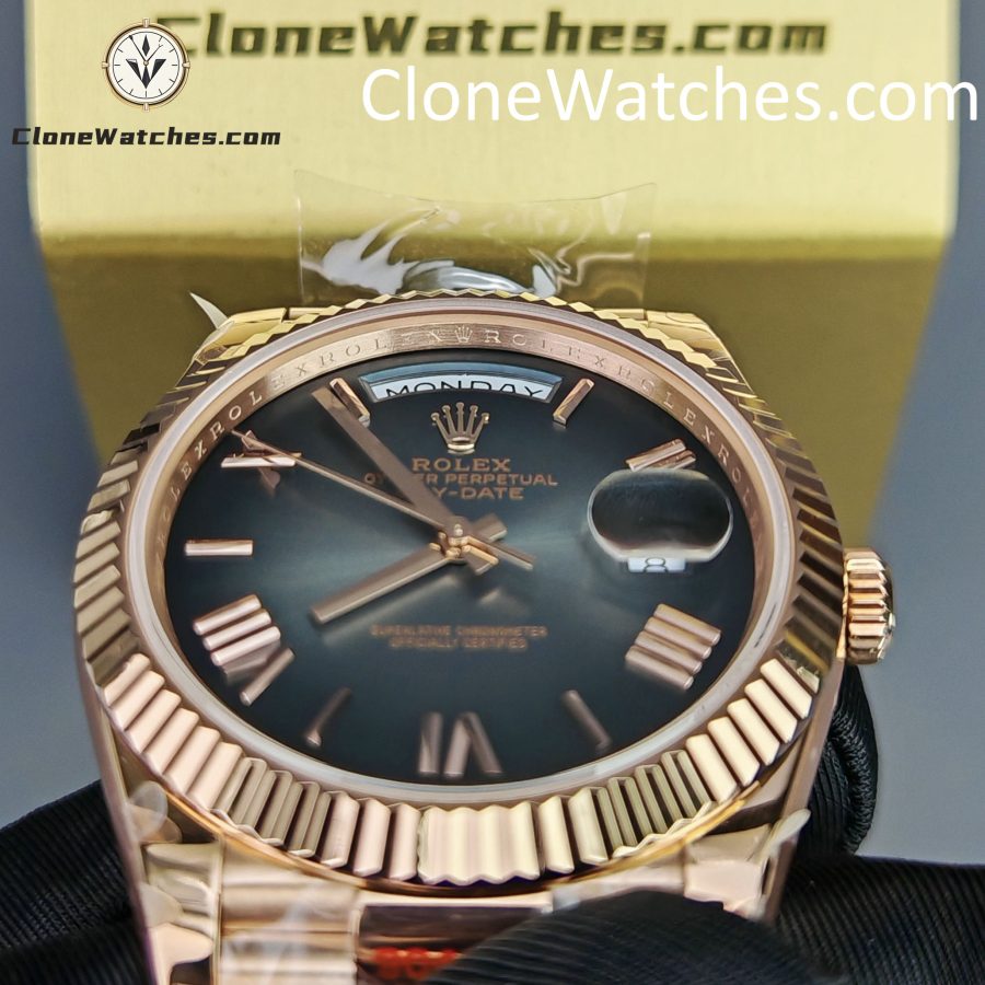 Rolex Super Clone Watches 1:1 Day Date 18K Rose Gold Grey Roman Dial 40mm m228235-0055 3255 Movement - Image 13