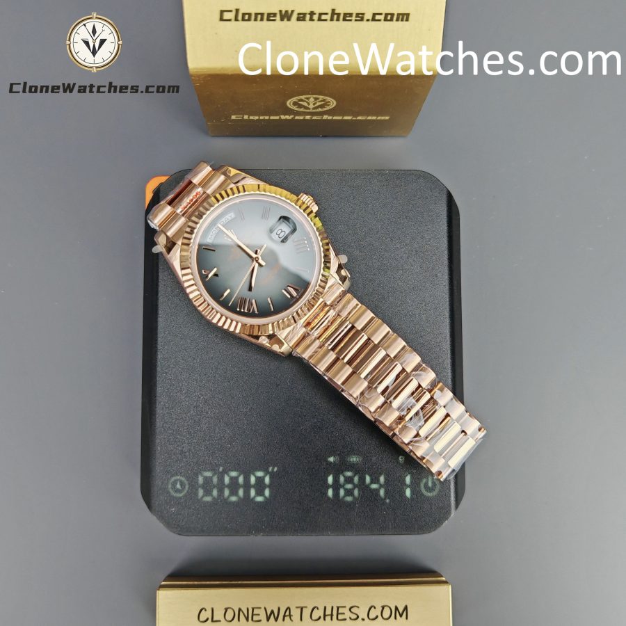 Rolex Super Clone Watches 1:1 Day Date 18K Rose Gold Grey Roman Dial 40mm m228235-0055 3255 Movement - Image 16