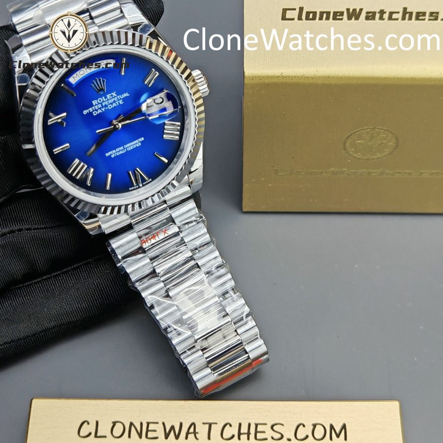 Rolex Super Clone Watches 1:1 Day Date Blue Dial 40mm m228239-0076 3255 Movement - Image 3