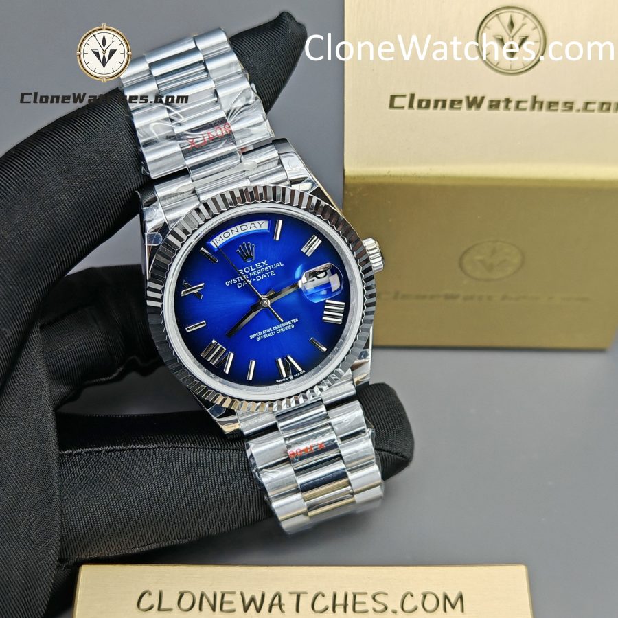 Rolex Super Clone Watches 1:1 Day Date Blue Dial 40mm m228239-0076 3255 Movement - Image 5