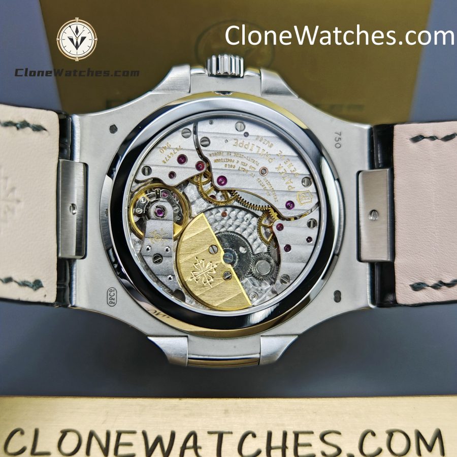 Patek Philippe Super Clone Watches 1:1 Nautilus 5712 Blue Dial Black Leather Strap - Image 11