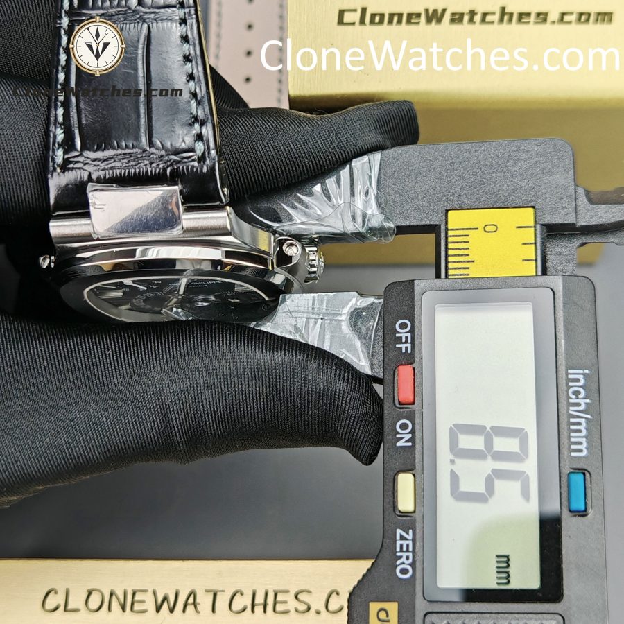 Patek Philippe Super Clone Watches 1:1 Nautilus 5712 Blue Dial Black Leather Strap - Image 12