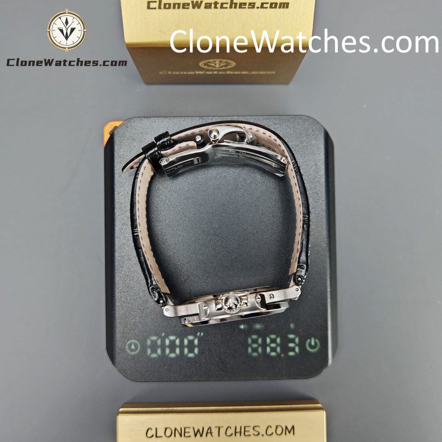 Patek Philippe Super Clone Watches 1:1 Nautilus 5712 Blue Dial Black Leather Strap - Image 13
