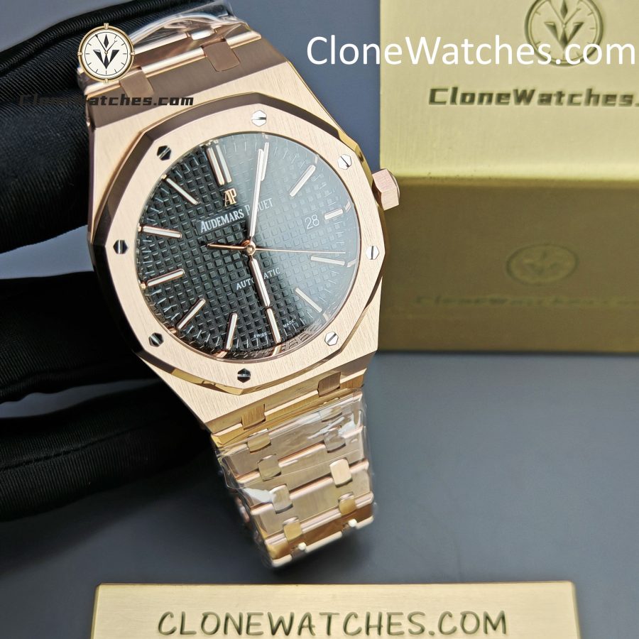 Audemars Piguet Super Clone Watches 1:1 Royal Oak Rose Gold 15400 Black Dial - Image 4