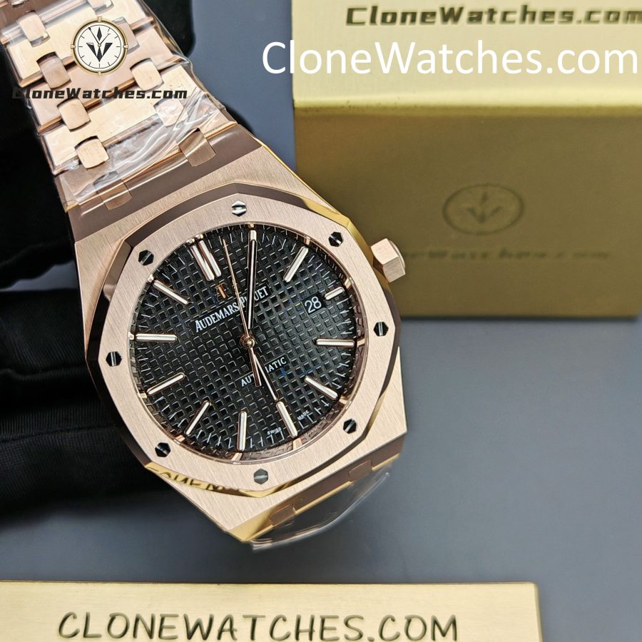Audemars Piguet Super Clone Watches 1:1 Royal Oak Rose Gold 15400 Black Dial - Image 5