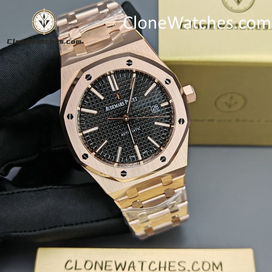 Audemars Piguet Super Clone Watches 1:1 Royal Oak Rose Gold 15400 Black Dial - Image 6