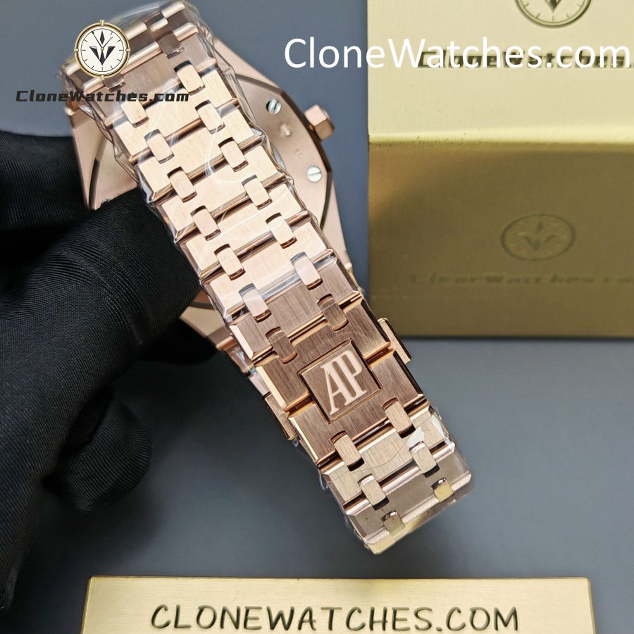 Audemars Piguet Super Clone Watches 1:1 Royal Oak Rose Gold 15400 Black Dial - Image 7