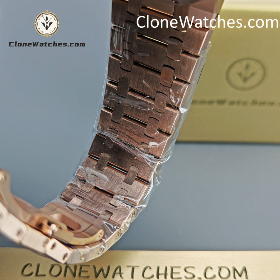 Audemars Piguet Super Clone Watches 1:1 Royal Oak Rose Gold 15400 Black Dial - Image 10