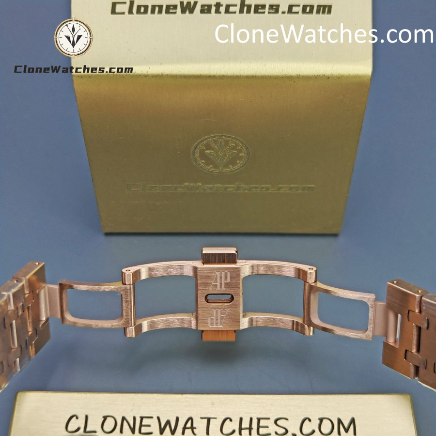 Audemars Piguet Super Clone Watches 1:1 Royal Oak Rose Gold 15400 Black Dial - Image 14