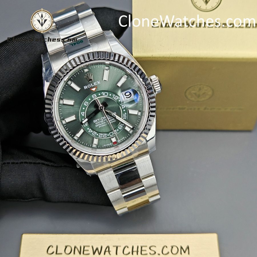 Rolex Super Clone Watches 1:1 Sky Dweller Green Dial Oyster M336934 9002 Movement - Image 6