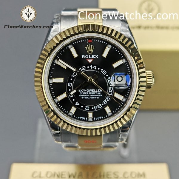 Rolex Super Clone Watch 1:1 Sky Dweller Black Dial Jubilee m336933-0004 42MM