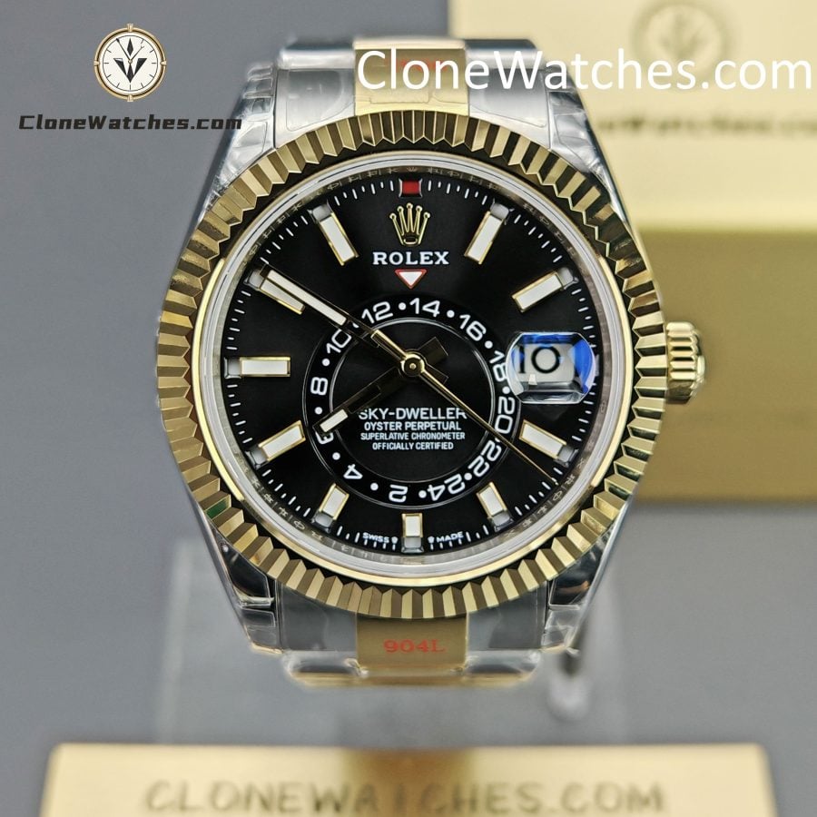 Rolex Super Clone Watch 1:1 Sky Dweller Black Dial Jubilee m336933-0004 42MM